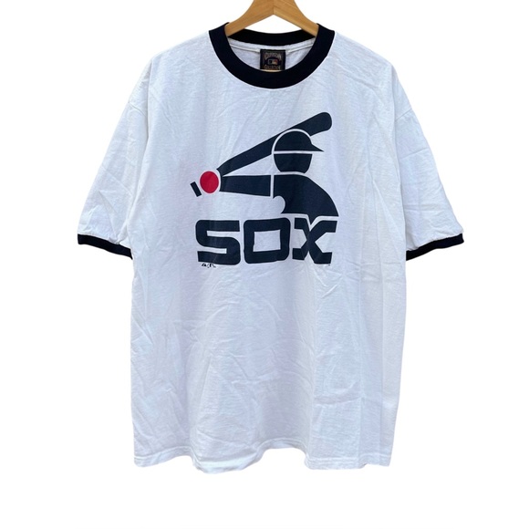Vintage Chicago White Sox Majestic Cooperstown Collection Ringer T-Shirt Size XL - Picture 1 of 8